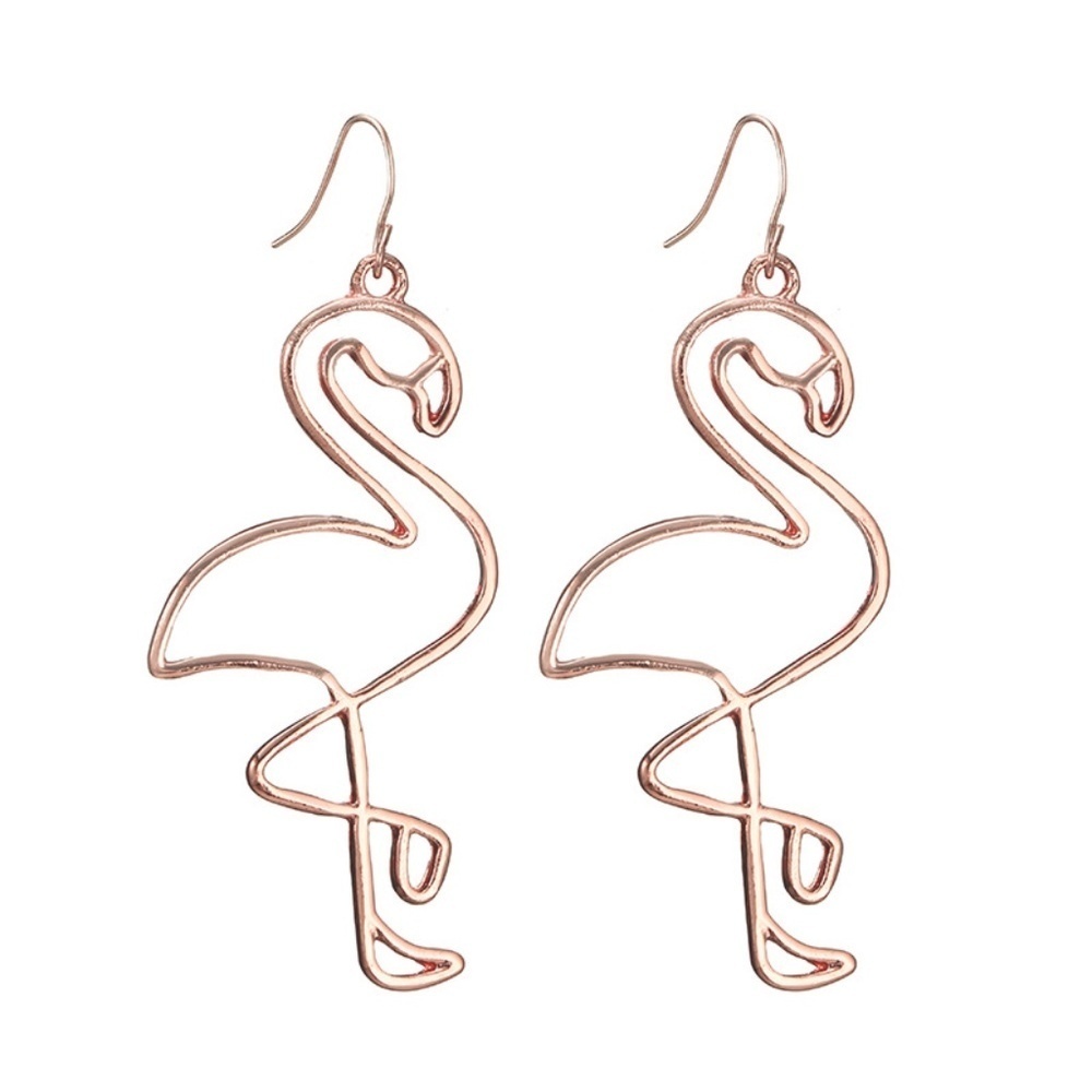 *KAVINDRA* Rose Gold Flamingo Fashion Earrings